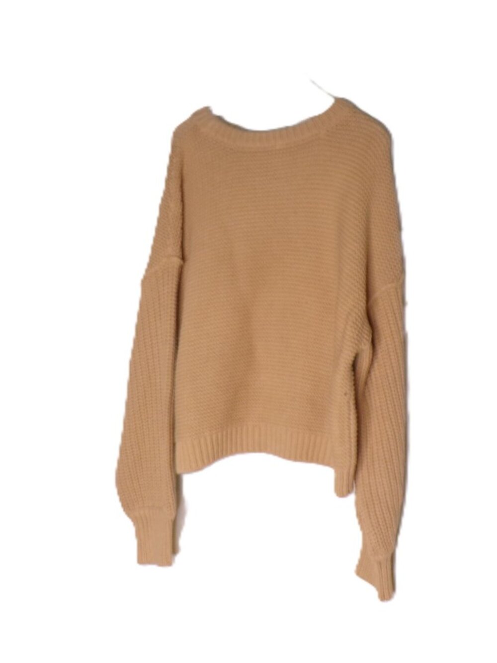 🆕 FREE PEOPLE Frankie Cable Cotton Pullover Sweater Camel Large - Picture 11 of 15